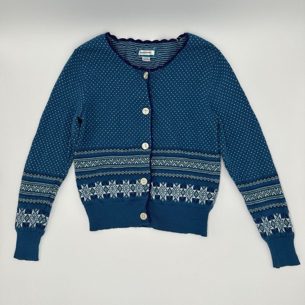 Aerie Blue Snowflake Fair Isle Cardigan Sweater Womens S Luxury Knit Blend - Picture 5 of 15